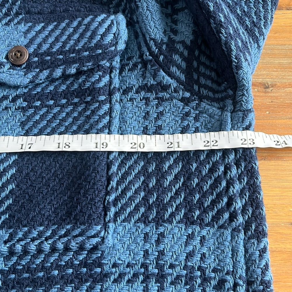 Outerknown Cloud Weave Size L Heavy Shirt Blue Plaid 100% Organic NWT - Picture 8 of 9